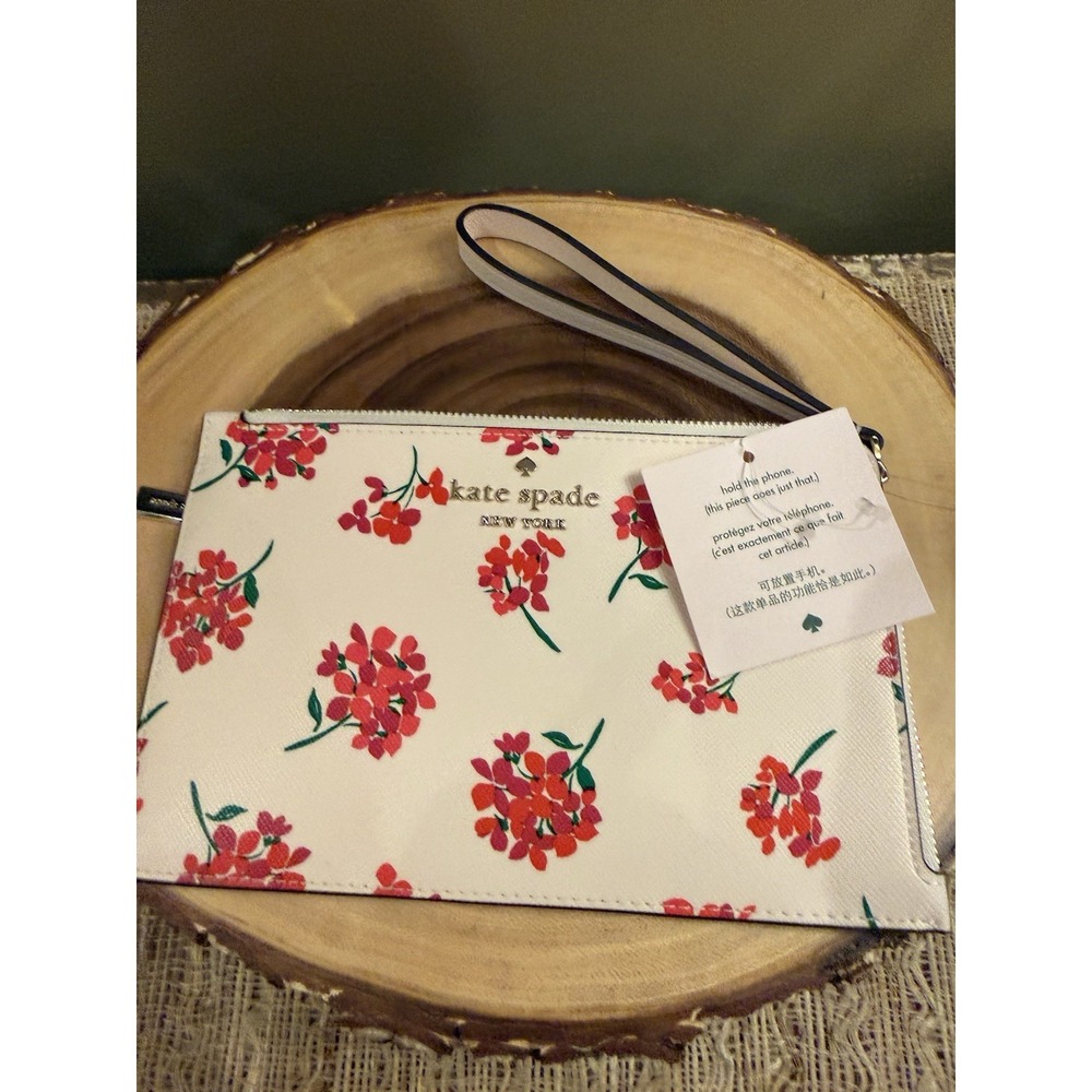 Kate Spade Staci Floral Bouquet Medium Zip Wristlet Fresh Peach Rt-$139 - Picture 6 of 7